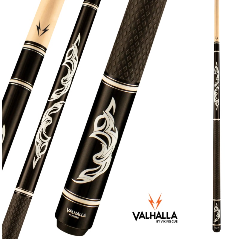 VIKING VALHALLA VA485 POOL CUE BLACK AND WHITE RUBBER WRAP 13MM 19OZ