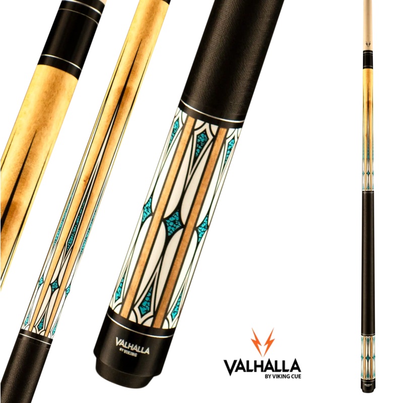 VIKING VALHALLA VA610 POOL CUE BEIGE AND BLUE LINEN WRAP 13MM 19OZ