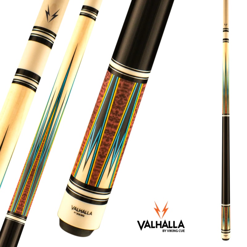 VIKING VALHALLA VA931 POOL CUE BLUE YELLOW AND BROWN NO WRAP 13MM 19OZ