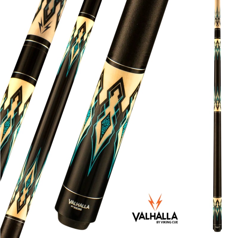 VIKING VALHALLA VA952 BLACK BEIGE AND ELECTRIC BLUE POOL CUE 13MM 19OZ