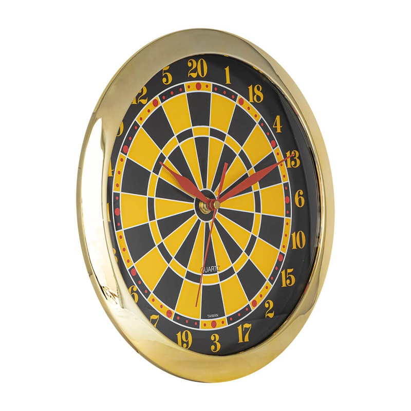 DARTBOARD CLOCK 11” DIAMETER – BLACK AND YELLOW