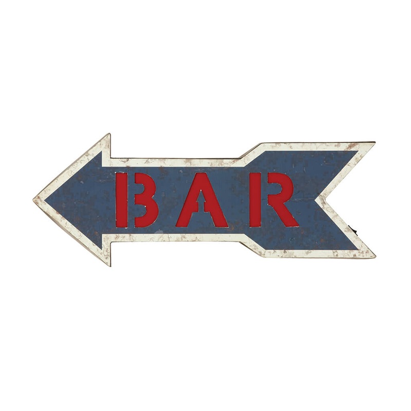 METAL SIGN-BAR ARROW (BLUE/RED)