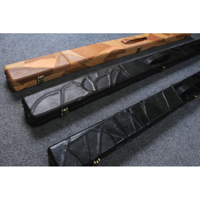 3/4 genuine leather irregular patchwork snooker cue case with 2 slots