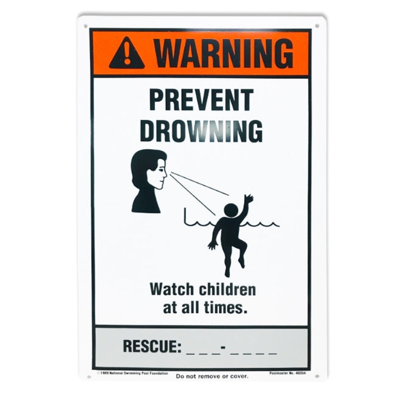 12″x18″ Warning Prevent Drowning Sign