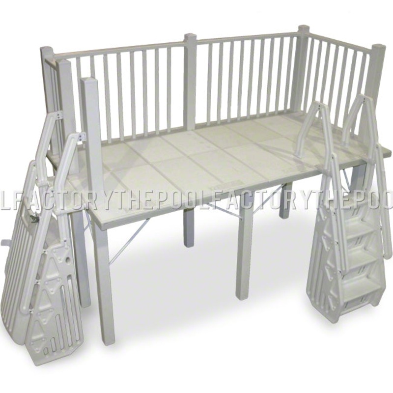 5’X10′ Resin Straight Side Pool Deck With In-Pool & Ground to Deck Steps