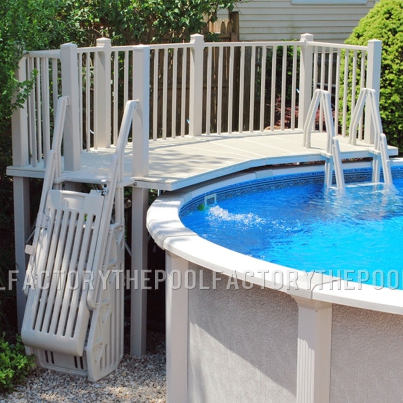 5’X13.5′ Resin Pool Fan Deck With In-Pool & Ground to Deck Steps