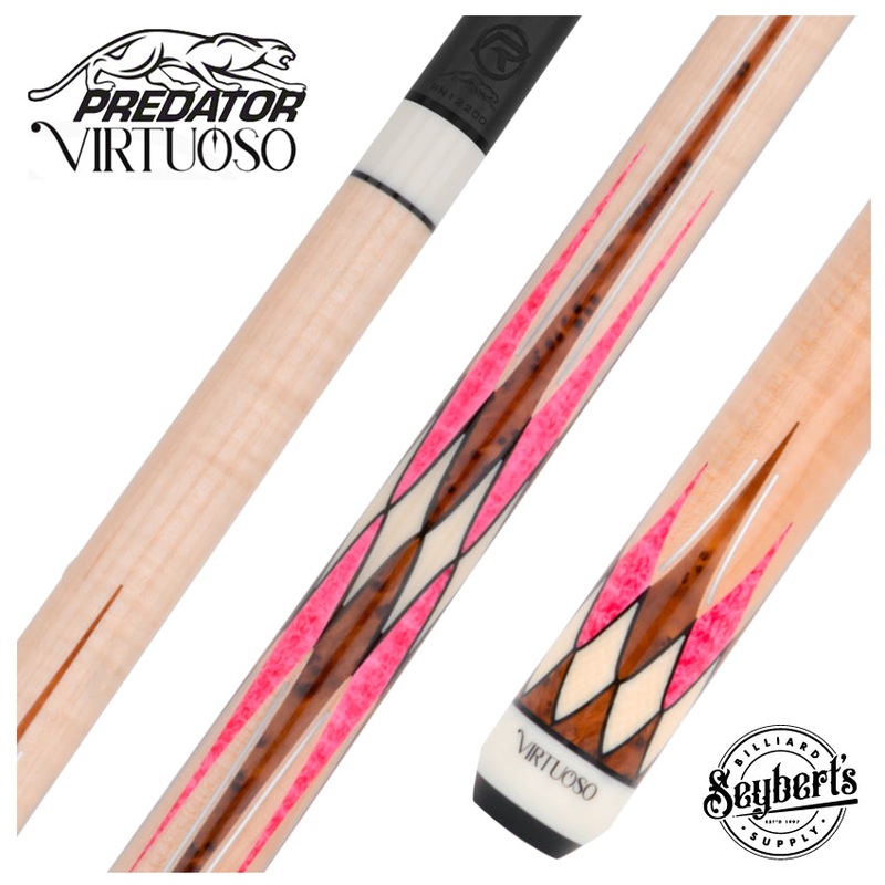 Predator Virtuoso Series Curly Maple with 8 Pink Stone and Thuya Points No Wrap Pool Cue – Uni-Loc