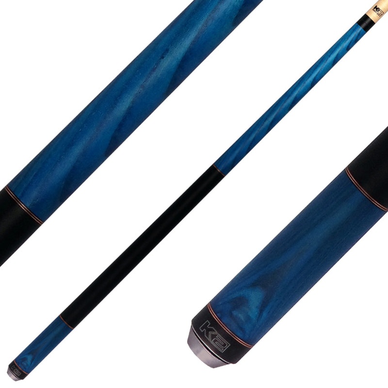K2 KL117 No Wrap Pool Cue – Blue Stained Ash with 12.50mm LD Shaft