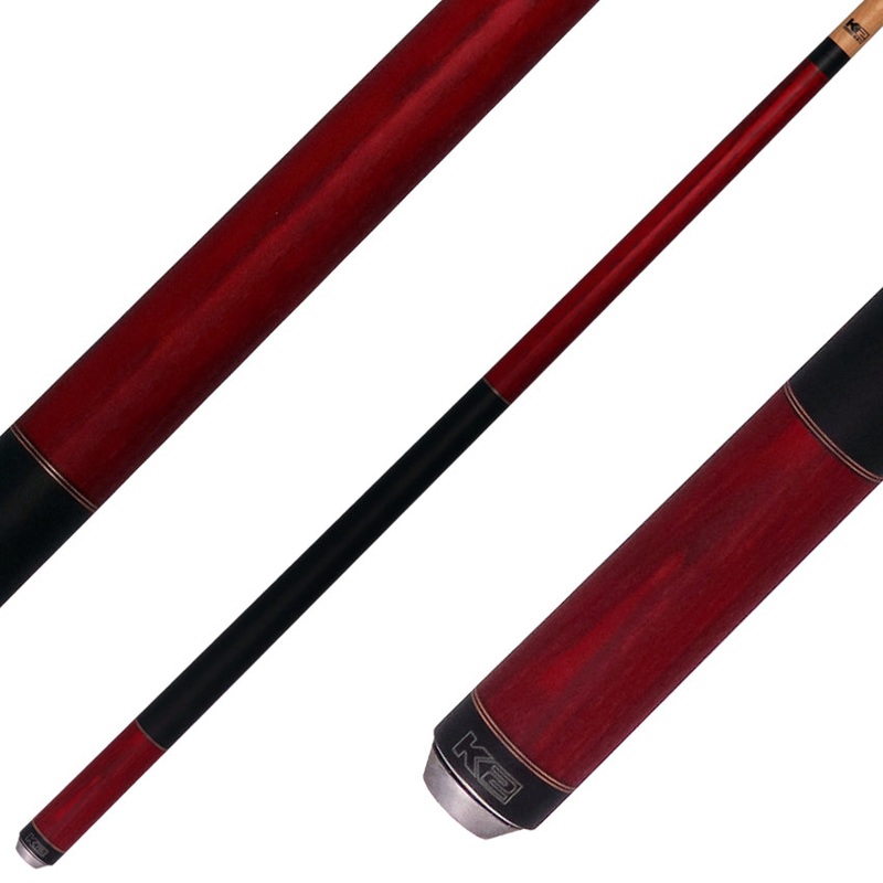 K2 KL119 No Wrap Pool Cue – Red Stained Ash with 12.50mm LD Shaft