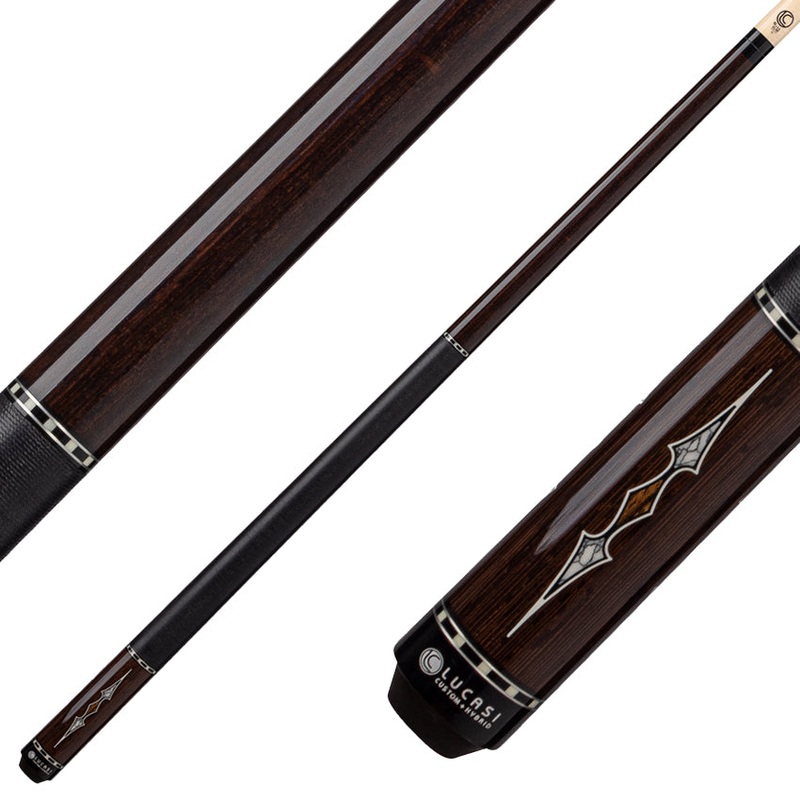 Lucasi Custom LZC61 Pool Cue with Black Linen Wrap – Black Palm & Bocote/White Recon