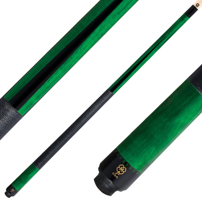 McDermott G342 G Series Pool Cue – Emerald Green Stain with Black Urethane Points and Irish Linen Wrap