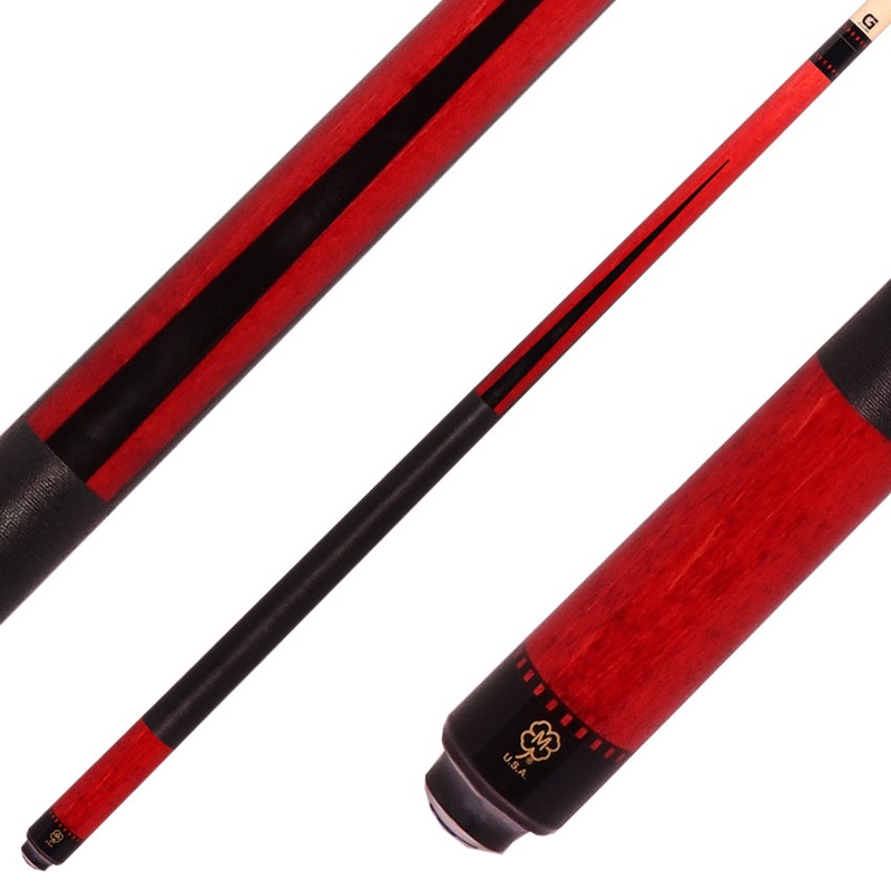 McDermott G343 G Series Pool Cue – Colorado Red Stain with Black Urethane Points and Irish Linen Wrap