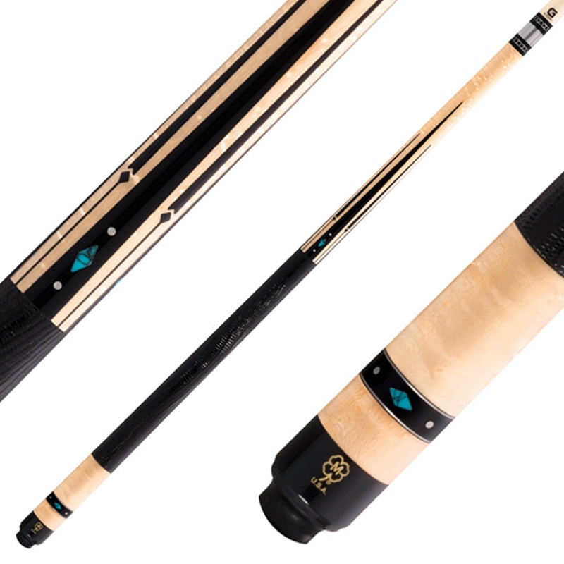 McDermott G433 G Series Pool Cue – Birdseye Maple with Black Urethane Points and Lizard Leather Wrap