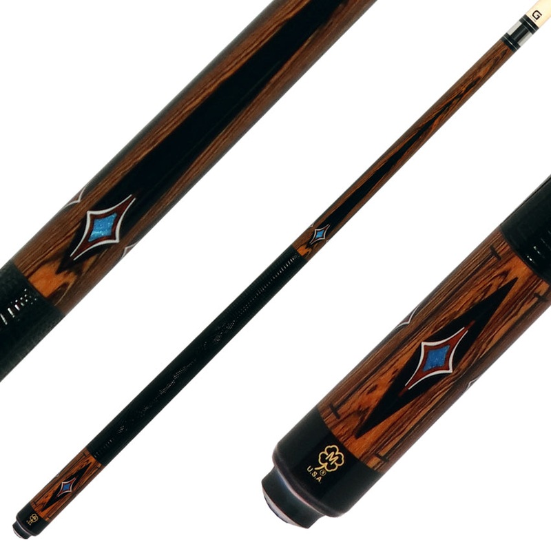 McDermott G608 G Series Pool Cue – Bocote with 4 Black Urethane Points with Lizard Leather Wrap