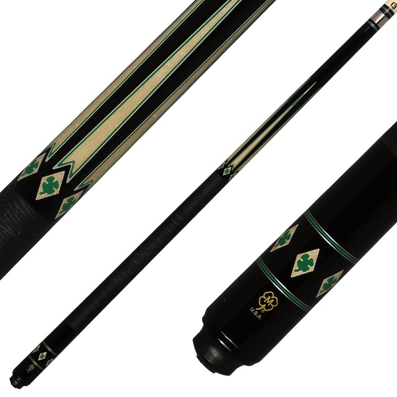 McDermott G610 G Series Pool Cue – Black Urethane with 6 Maple Points with McDermott Embossed Leather Wrap