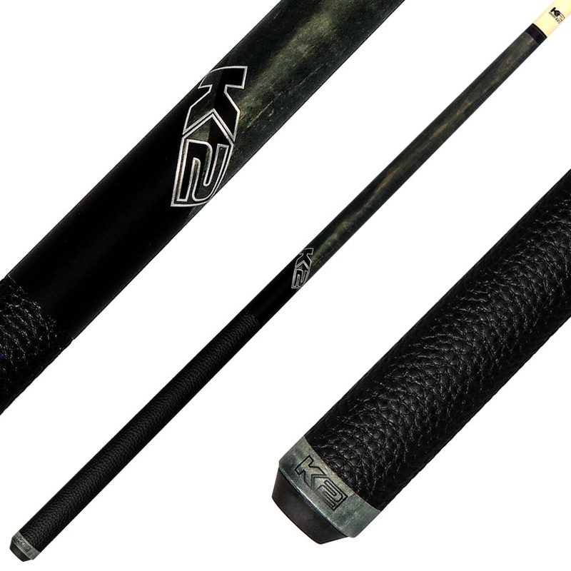K2 KLCGY Pool Cue with Leather Wrap – Matte Gray-Stained Maple with 12.50mm LD Shaft