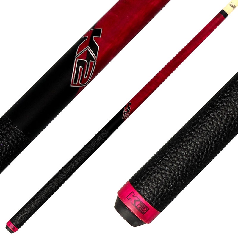 K2 KLCPK Pool Cue with Leather Wrap – Matte Pink-Stained Maple with 11.75mm LD Shaft
