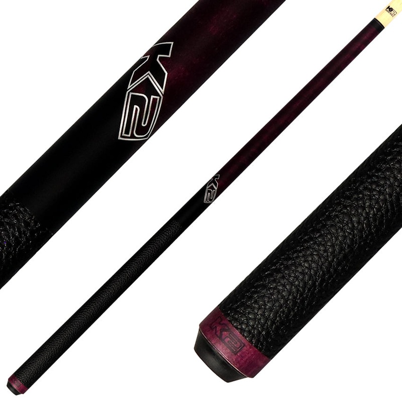 K2 KLCPL Pool Cue with Leather Wrap – Matte Purple-Stained Maple with 12.50mm LD Shaft