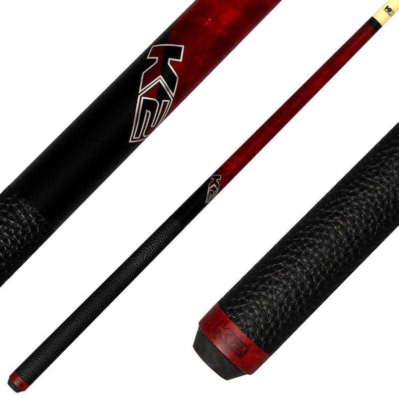 K2 KLCRD Pool Cue with Leather Wrap – Matte Red-Stained Maple with 12.50mm LD Shaft