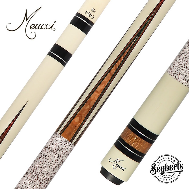 Meucci UP-1 Ultra Piston Pool Cue – Imitation Ivory with Tulipwood Points and “The Pro” Shaft