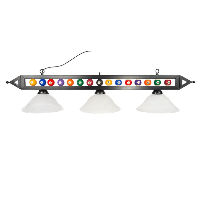 Presidential Billiards Ball Pool Table Light – Billiard Balls with Matte Black and Frosted White Glass Shades