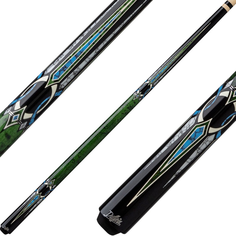 Dufferin D-547 Pool Cue – Green Stain Curly & Blue Recon