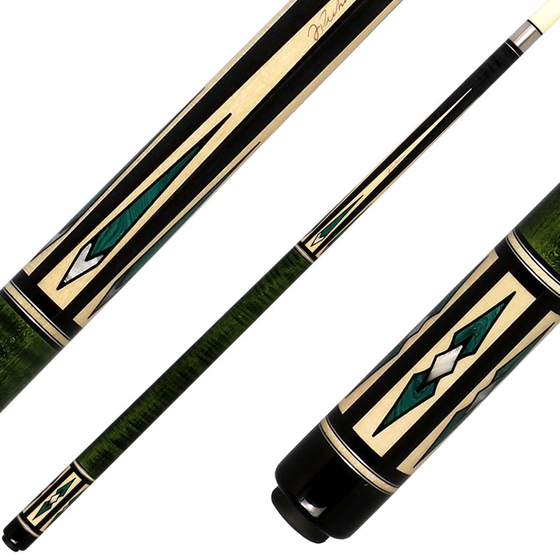 J Pechauer P11N Pro Series Pool Cue – Ebony and Green Stain with Malachite Inlays
