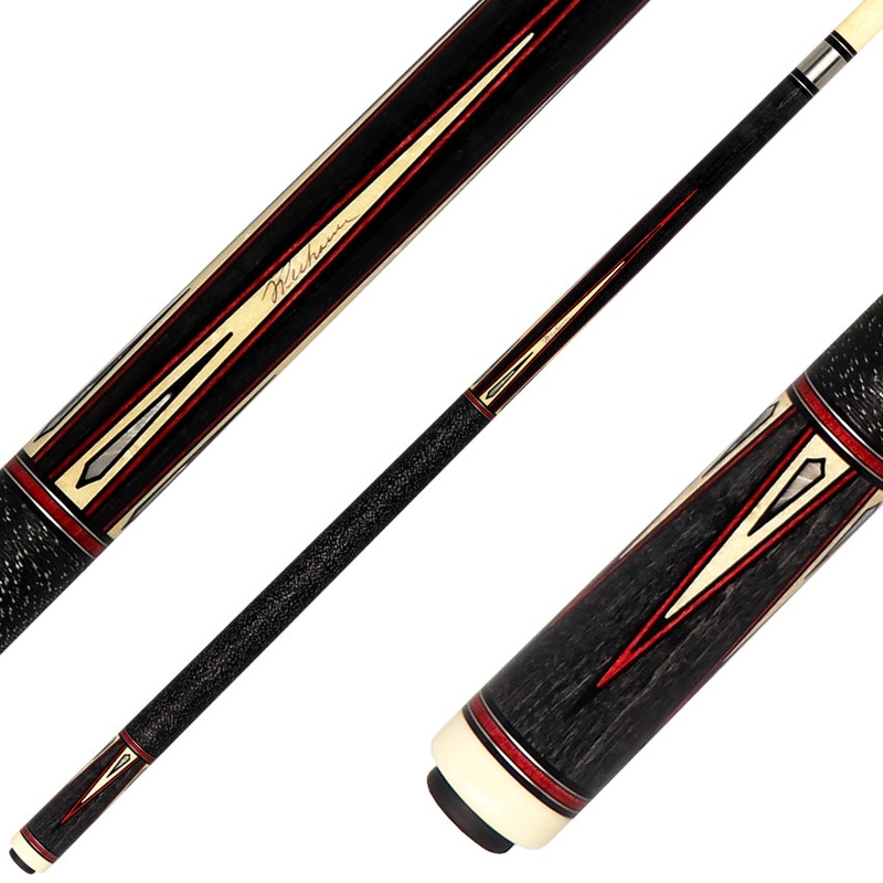 J Pechauer P15R Pro Series Pool Cue – Smoke Stain with Red Framed Maple Points