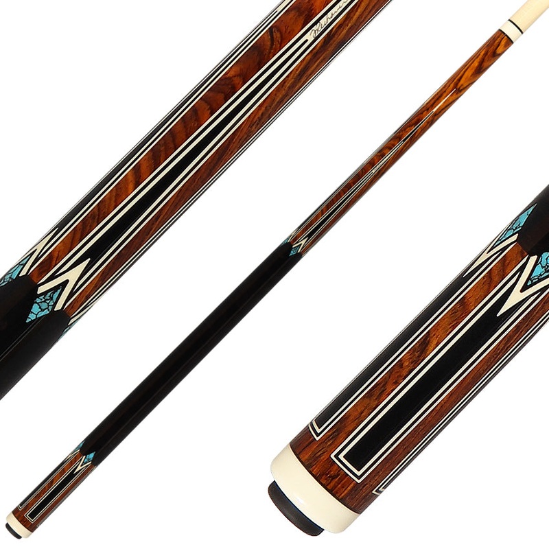 J Pechauer P17R Pro Series Pool Cue – Cocobolo with Black Points and Turquoise Inlays