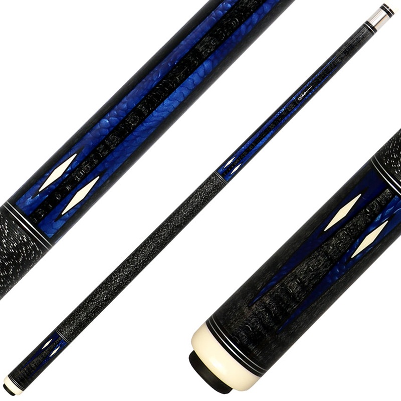 J Pechauer P19C-B Pro Series Pool Cue – Ebony Stain with Blue Avorion Points