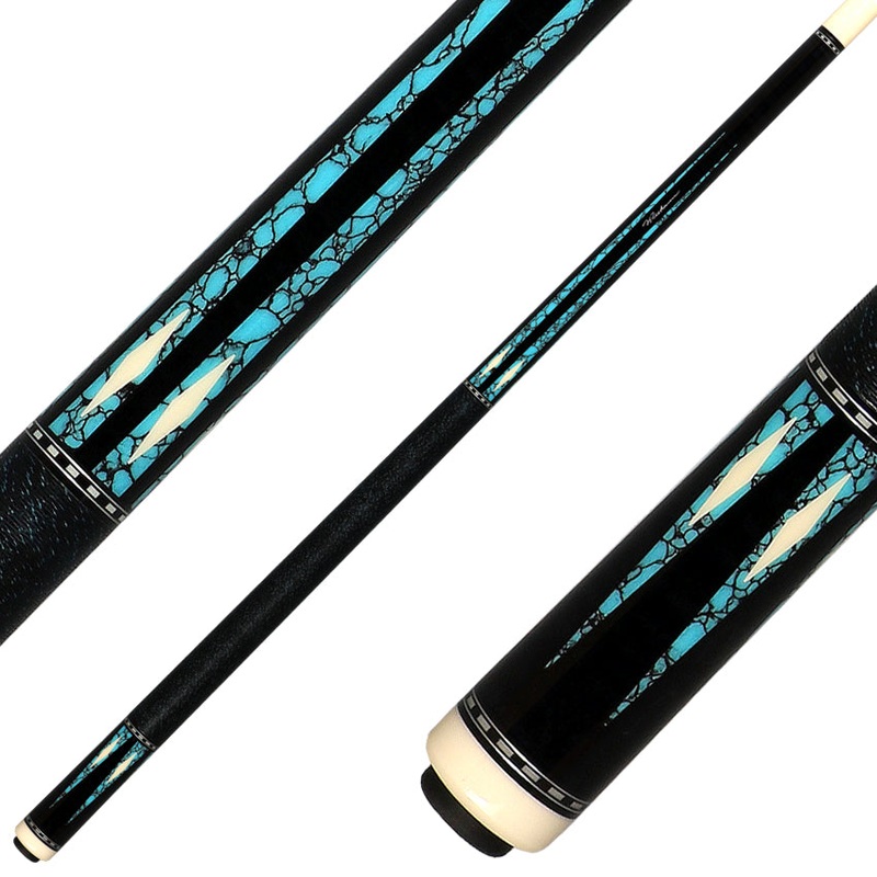 J Pechauer P21N Pro Series Pool Cue – Black with Turquoise Points