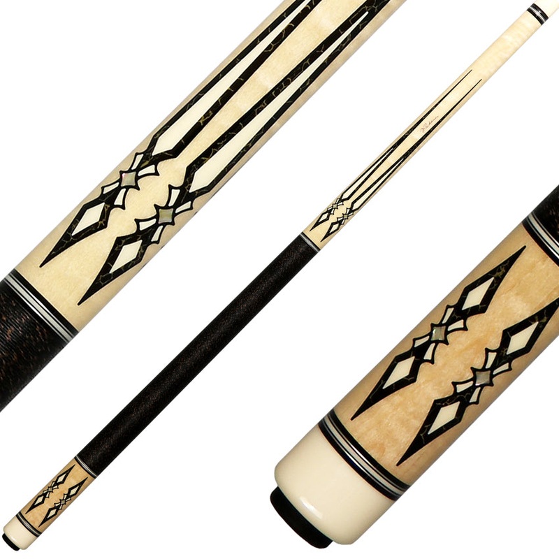 J Pechauer P22N Pro Series Pool Cue – Maple with Sim. Ebony and Gold Vein Inlays
