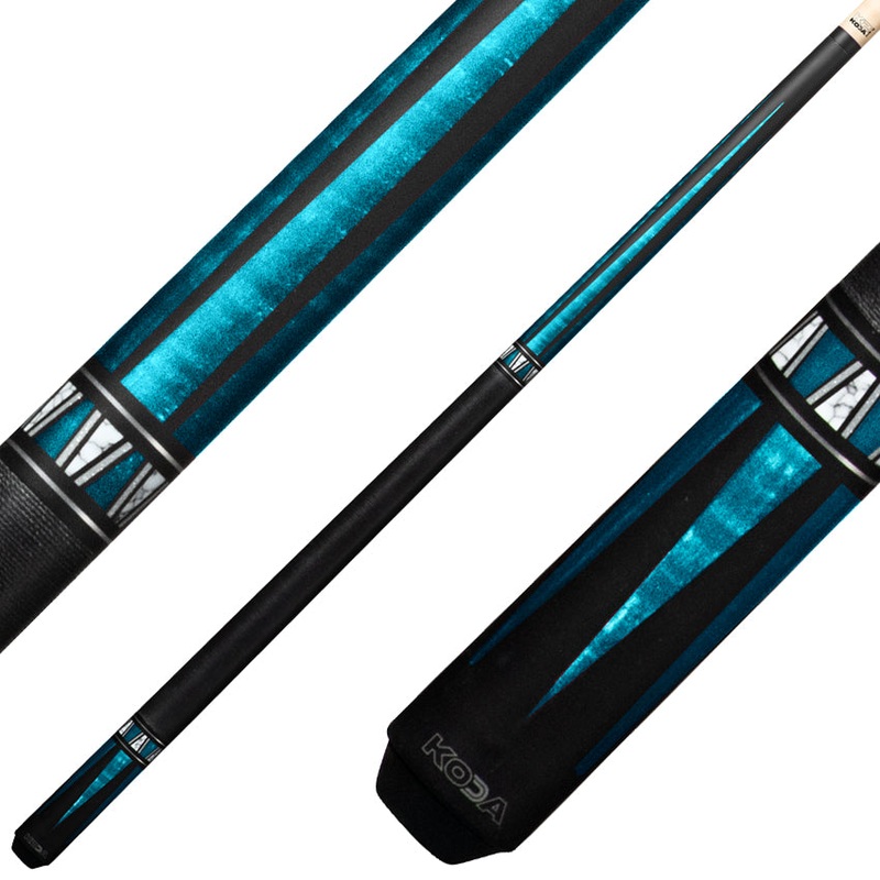 K2 KL172 Pool Cue – 4 Point Matte Black and Teal Graphic with 11.75mm LD Shaft