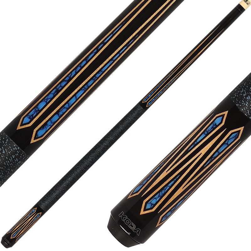 K2 KLSE11 Pool Cue – 6 Point Black with Turqouise Inlays with 12.5mm LD Shaft