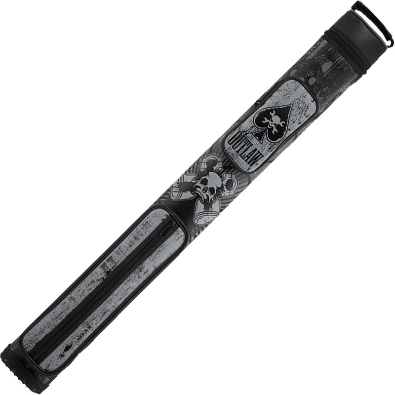 Outlaw OLB22H 2×2 Hard Cue Case – Black and Grey Pistons