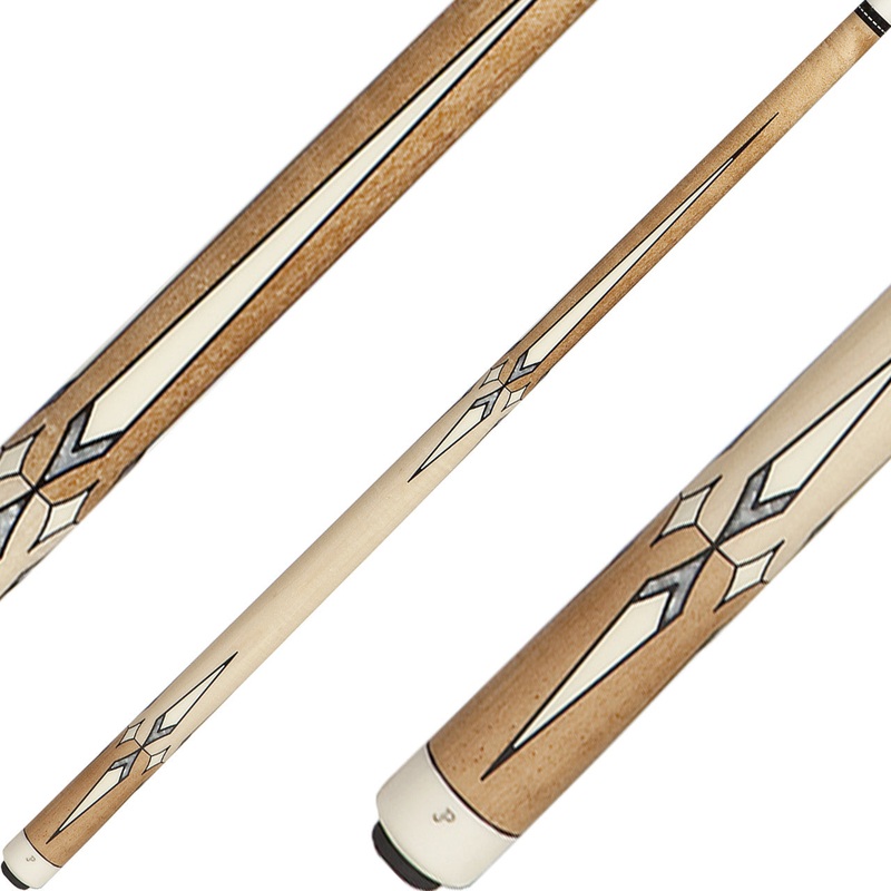 J Pechauer JP18S Cue – Natural Stain with Ebony Framed Sim Ivory and Pearl Points