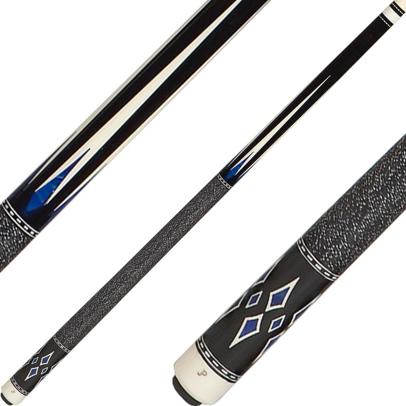 J Pechauer JP21S Cue – Ebony Framed Sim Ivory and Blue Pearl Points