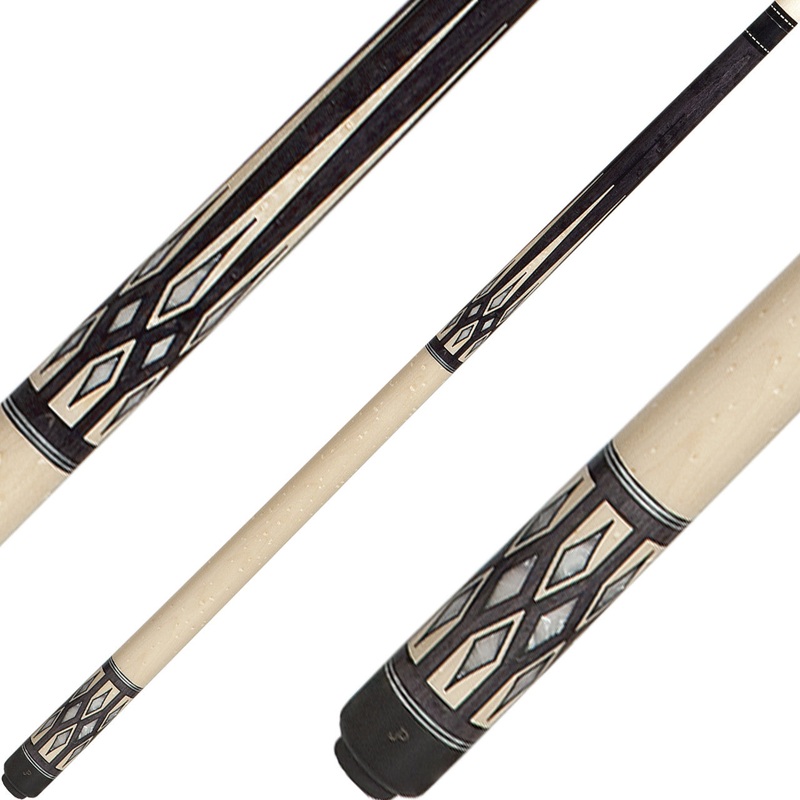 J Pechauer JP22S Cue – Carbon Stain with Ebony Framed Maple and Pearl Points