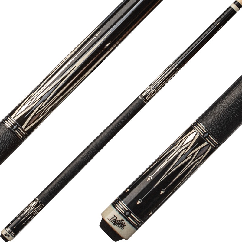 Dufferin D-SE50 Pool Cue – Black and White with Leather Wrap