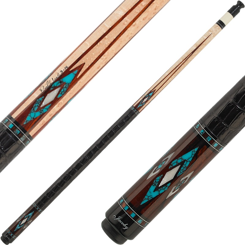 Jacoby HB4T Cue – Cocobolo with Turquoise and Mother of Pearl Diamond Points
