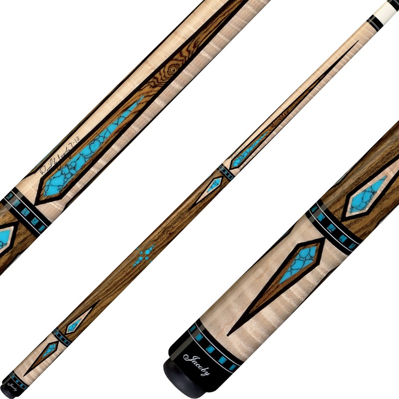 Jacoby HB7 Cue – Curly Maple with Turquoise and Bocote Inlays