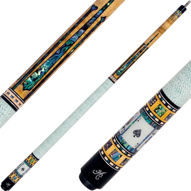 Meucci BMC6P Casino Cue – Antique Stain and Abalone with Royal Flush