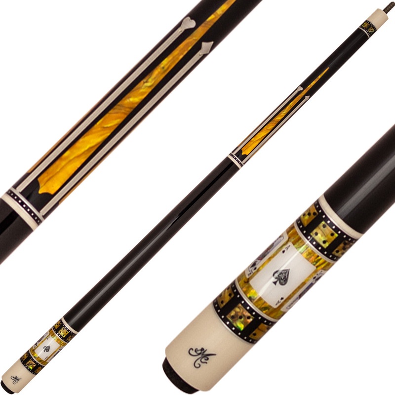 Meucci BMC8PRO Casino Cue – Black and Yellow with Royal Flush