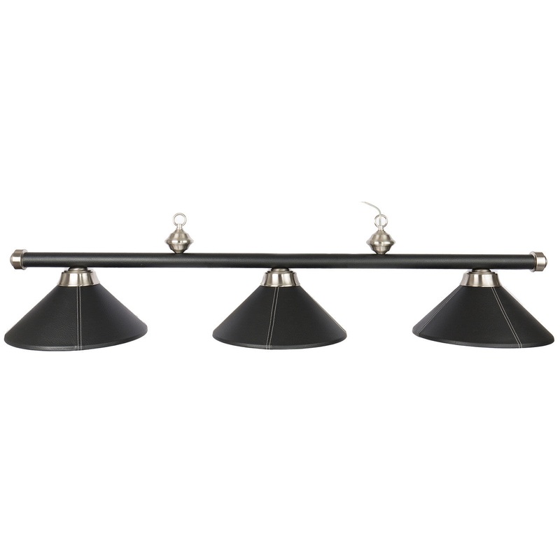 Presidential Billiards Pool Table Light – Black Leather with Stainless Steel Accents