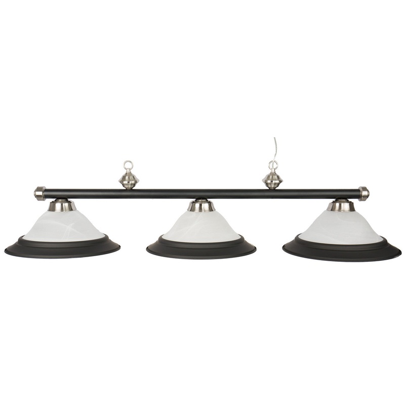 Presidential Billiards Pool Table Light – Matte Black with Chrome Accents and Glass Shades