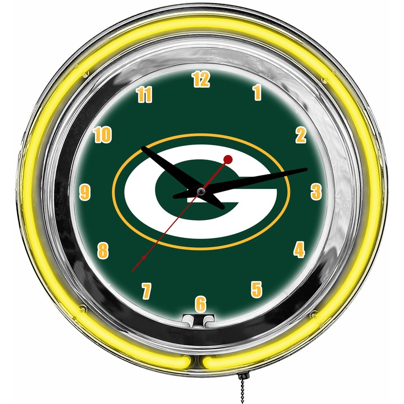 Green Bay Packers Clock Neon 14″