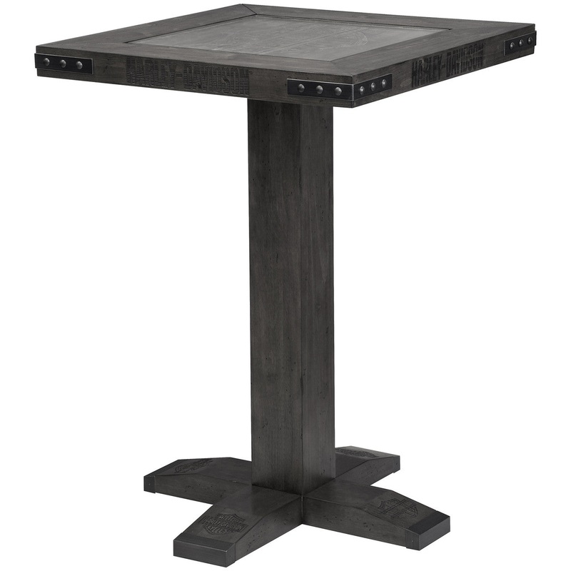 Harley Davidson Pub Table Bar and Shield Square Table – Industrial Grey