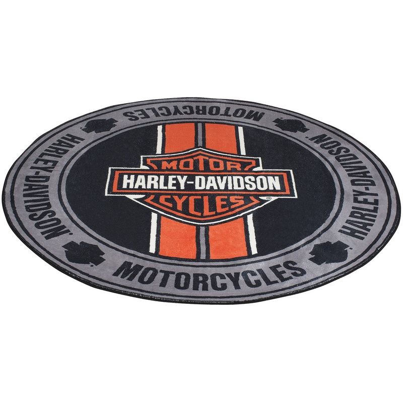 Harley Davidson Rug – Bar and Shield Stripes Round