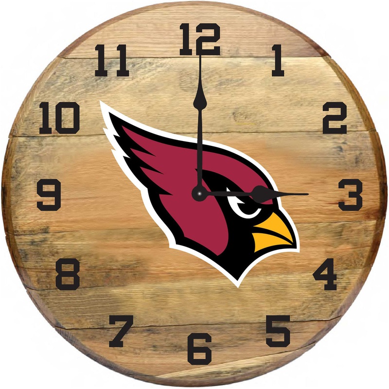 Arizona Cardinals Oak Barrel Clock