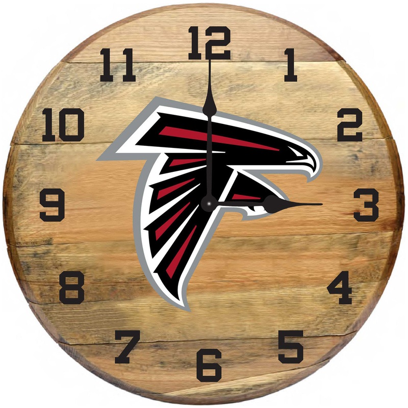 Atlanta Falcons Oak Barrel Clock